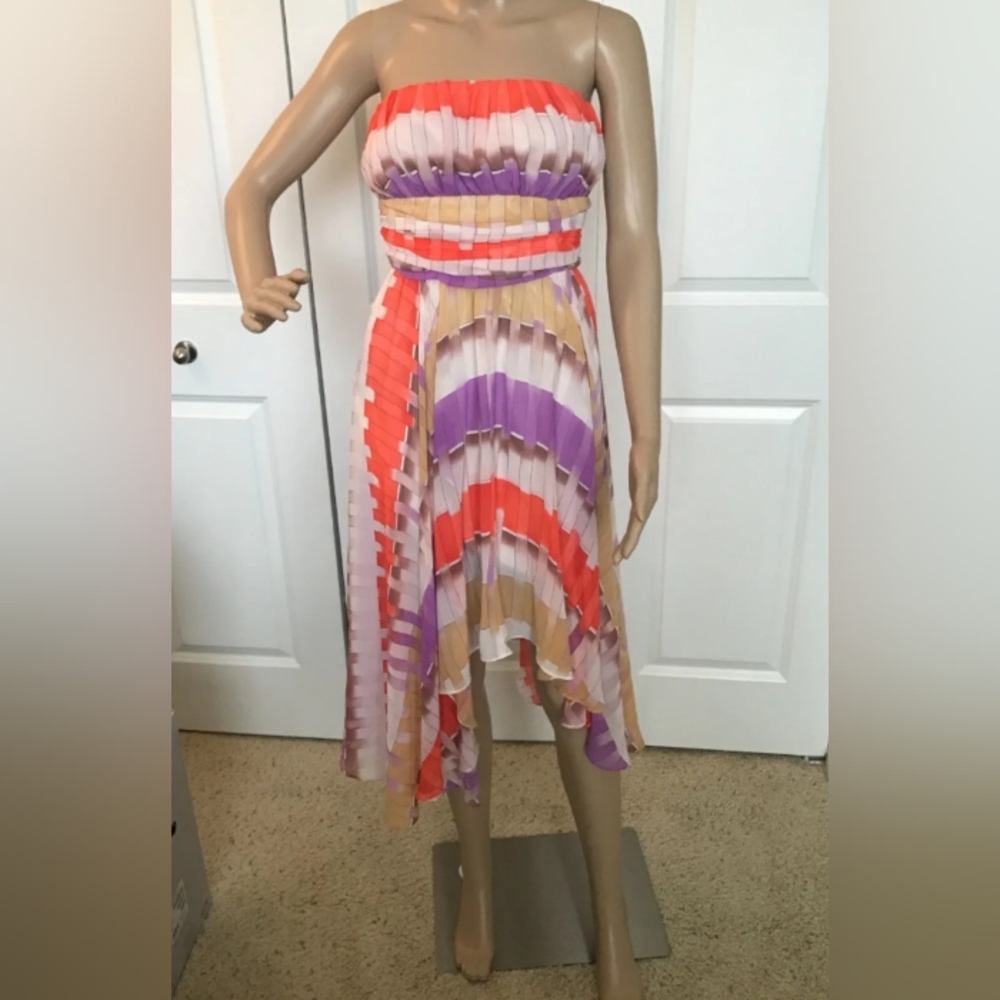 Beautiful GUESS Flowy Orange White Purple Dress M L - Picture 3 of 9
